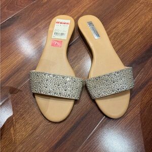INC International Concepts Sparkling Tan Slippers